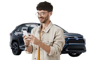 A driver getting matched with a car loan on his phone